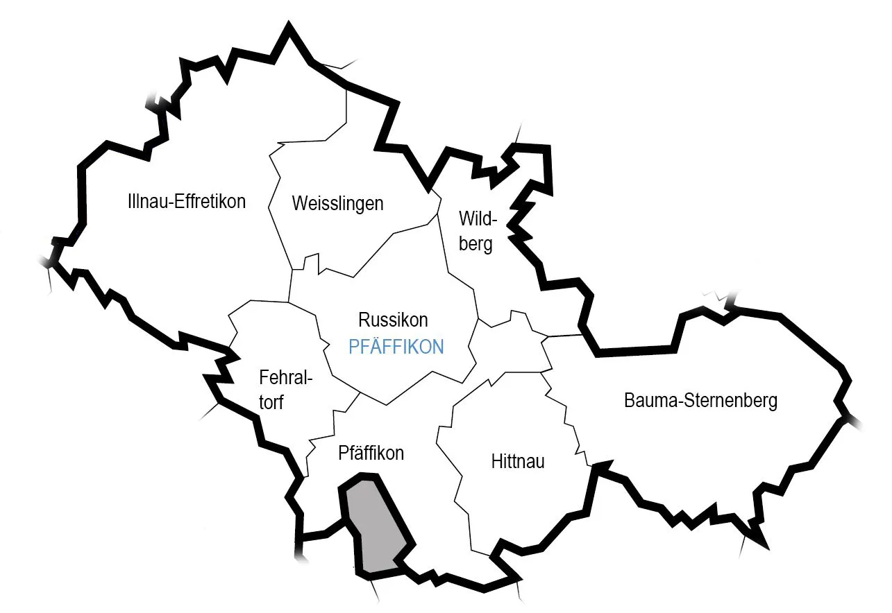 Landkarte des kirchlichen Bezirks Pfäffikon