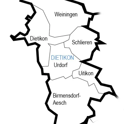 Landkarte des kirchlichen Bezirks Dietikon